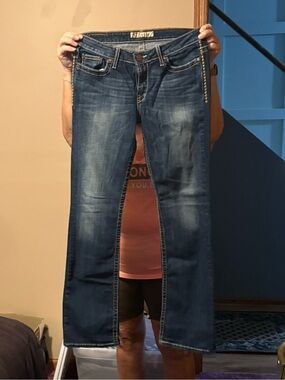 BKE (Buckle)  Women's Payton Boot Cut Jeans in Dark Blue Wash